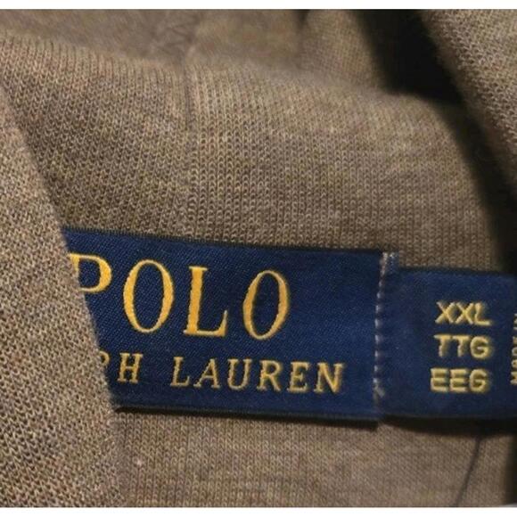 POLO RALPH LAUREN MENS DOUBLE KNIT LOGO PULLOVER HOODIE KHAKI BROWN $168 NEW 🔥 - Picture 5 of 7
